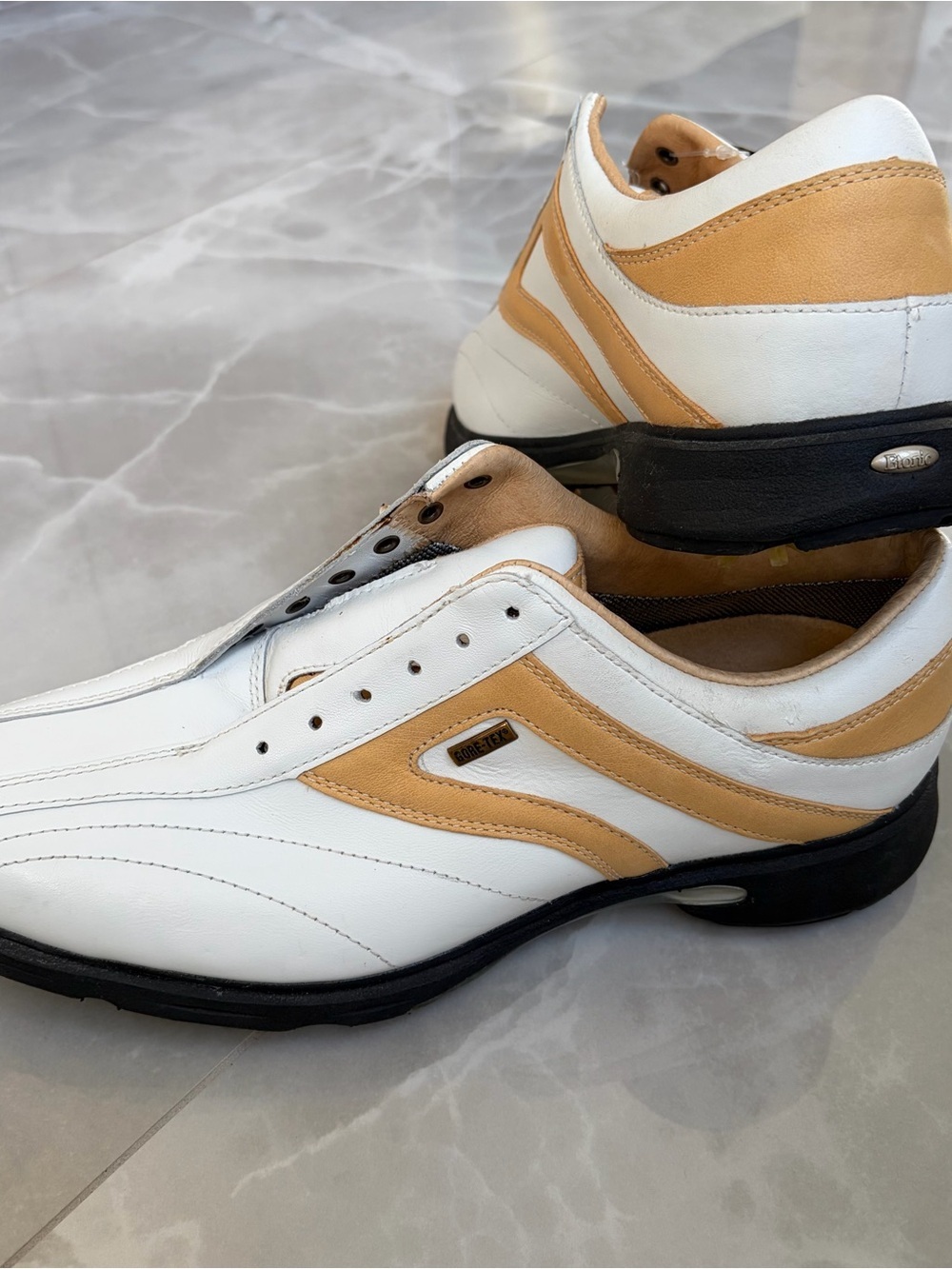 Etonic STGT Gore-Tex White Tan Soft Cleats Athletic Golf Shoes Womens Size 10 - Picture 4 of 8
